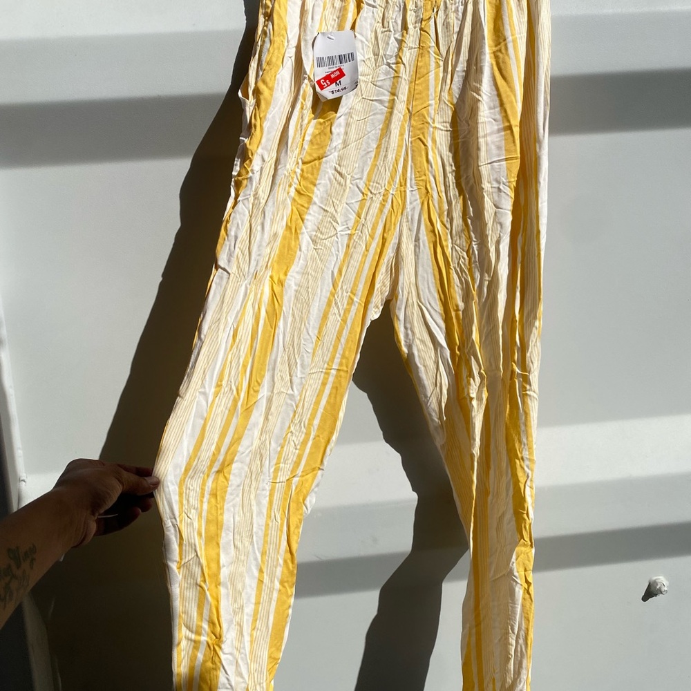Forever 21Vibrant Yellow and White Striped Pants